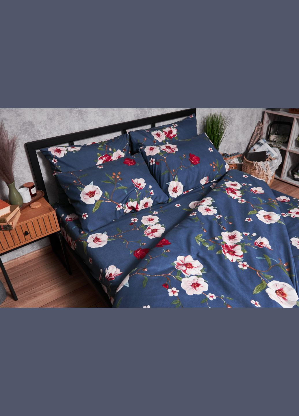 Комплект постільної білизни Полісатин Premium євро 200х220 наволочки 2х50х70 (MS-820003721) Moon&Star Bush Peony (288043277)