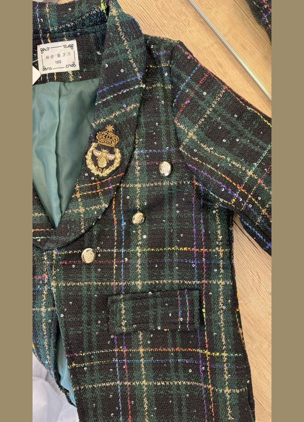 Зеленый демисезонный костюм для девочки жакет +шорты-юбочка юбочный, брючный, с шортами BabyStyle