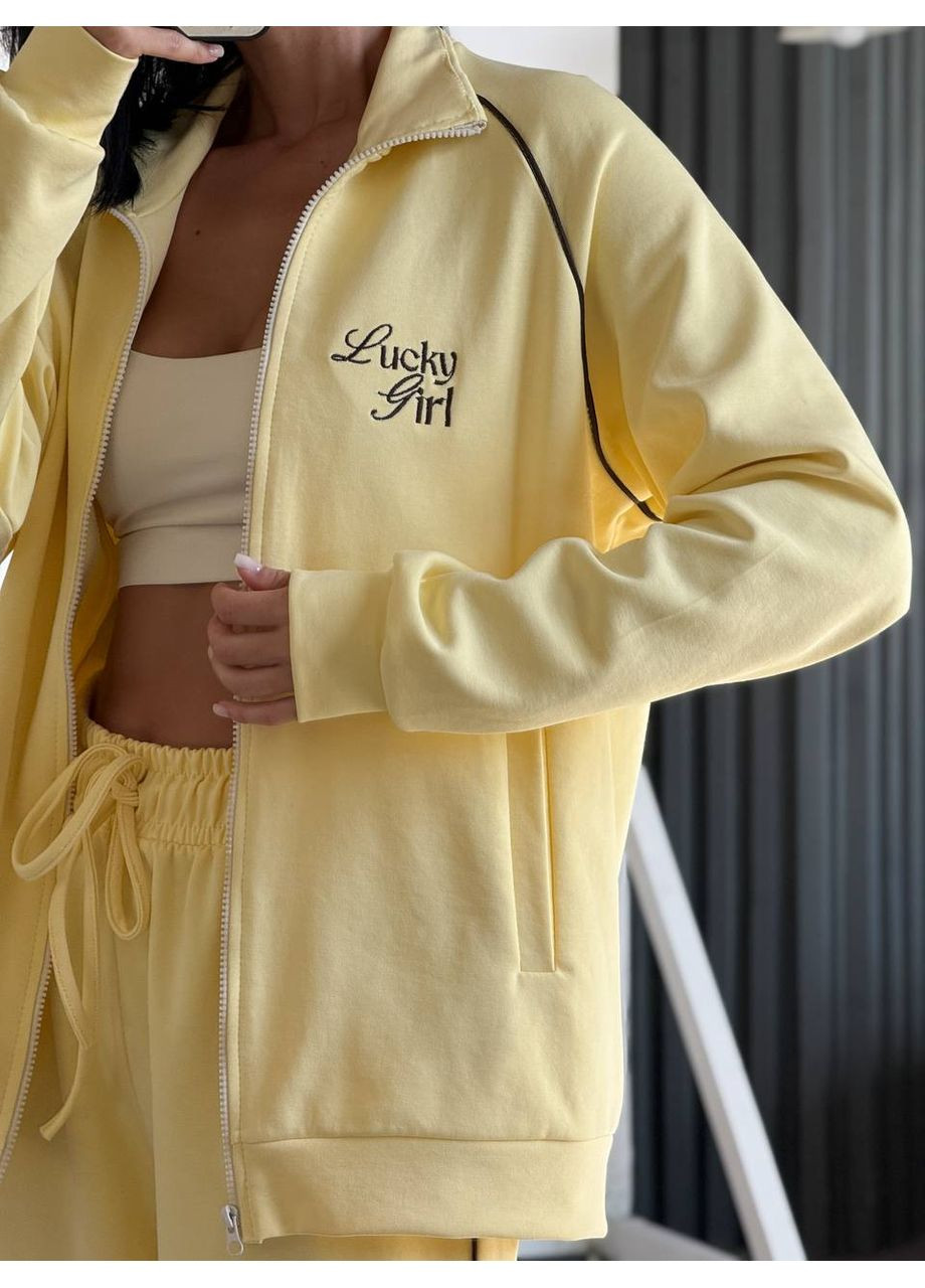 Женский костюм с вышивкой Lacky Girl из премиальной ткани, модель 075 DK/DL Мода без кордонів (355076523)