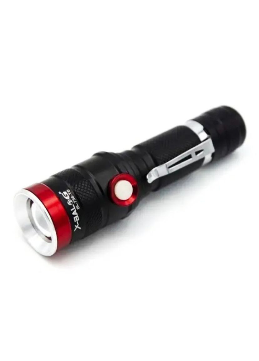 Фонарь ручной аккумуляторный BL-736-T6 1 режим фонарик противоударный с клипсой зумом 18650 X-Balog (297331254)