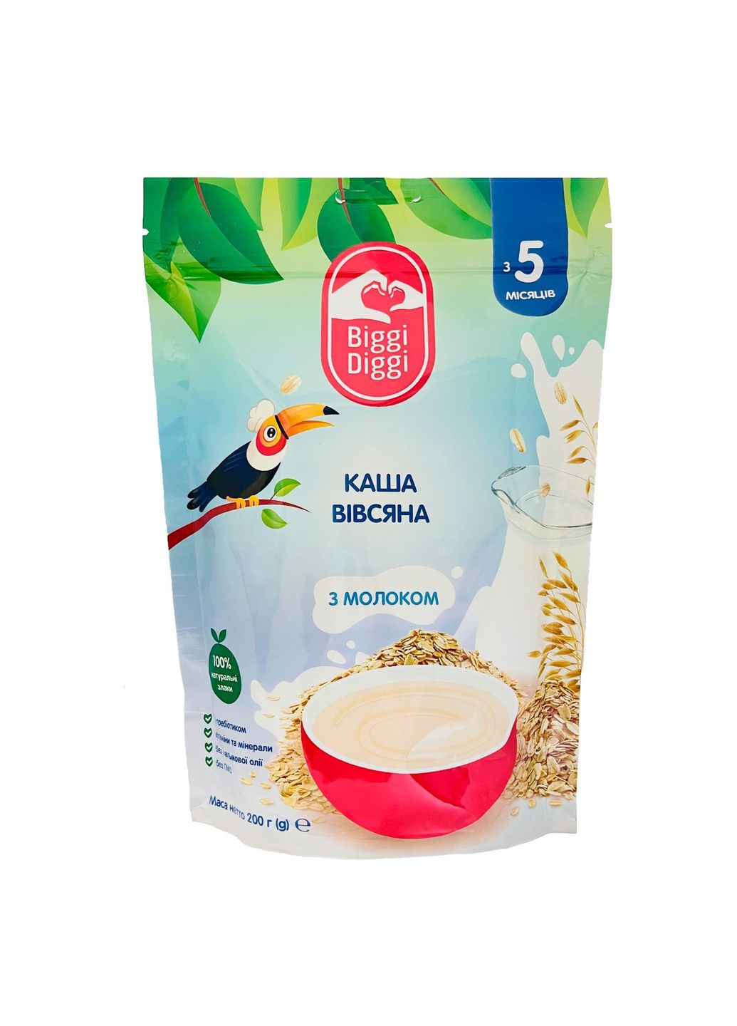 BiggiDiggi Каша молочная овсяная для детей с 5 месяцев 200г Biggi Diggi - (282841560)