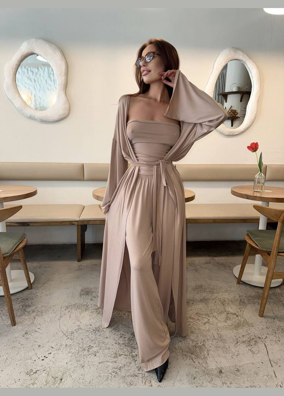 Жіноча трійка з кардиганом і штанами палаццо No Brand С824/825-1630/1 (341677040)