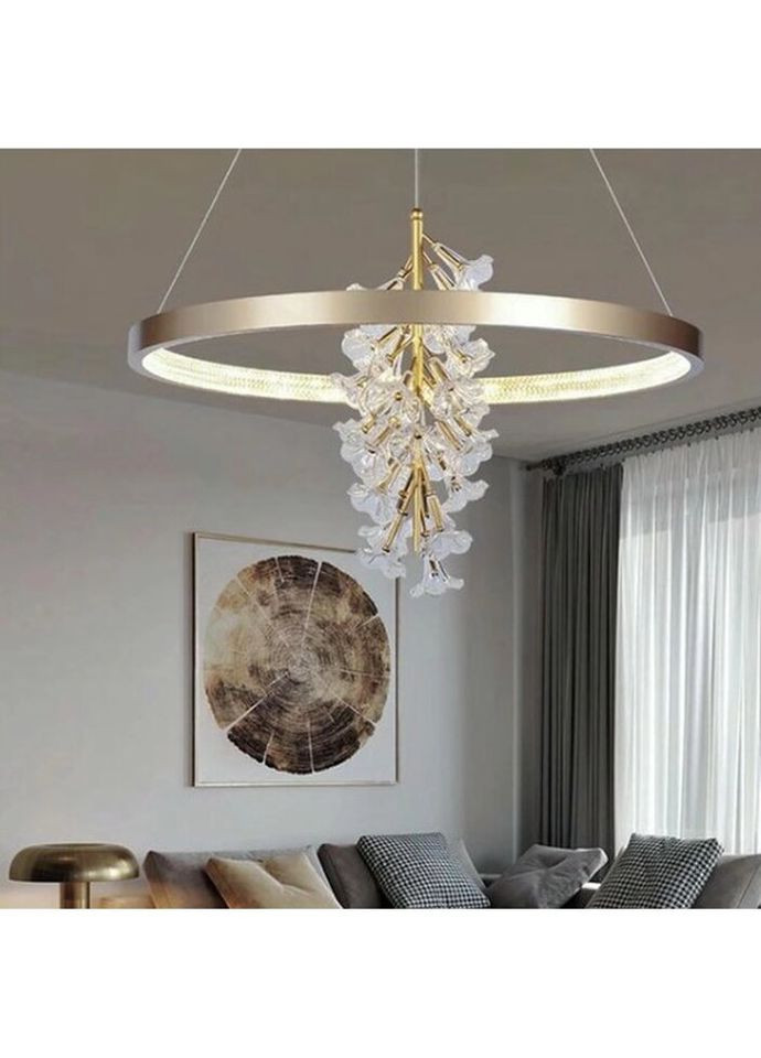 Люстра светодиодная подвесная LED светильник для квартиры на потолок лэд 26644 Золото 65-200х40х40 см. Sunnysky (324396240)