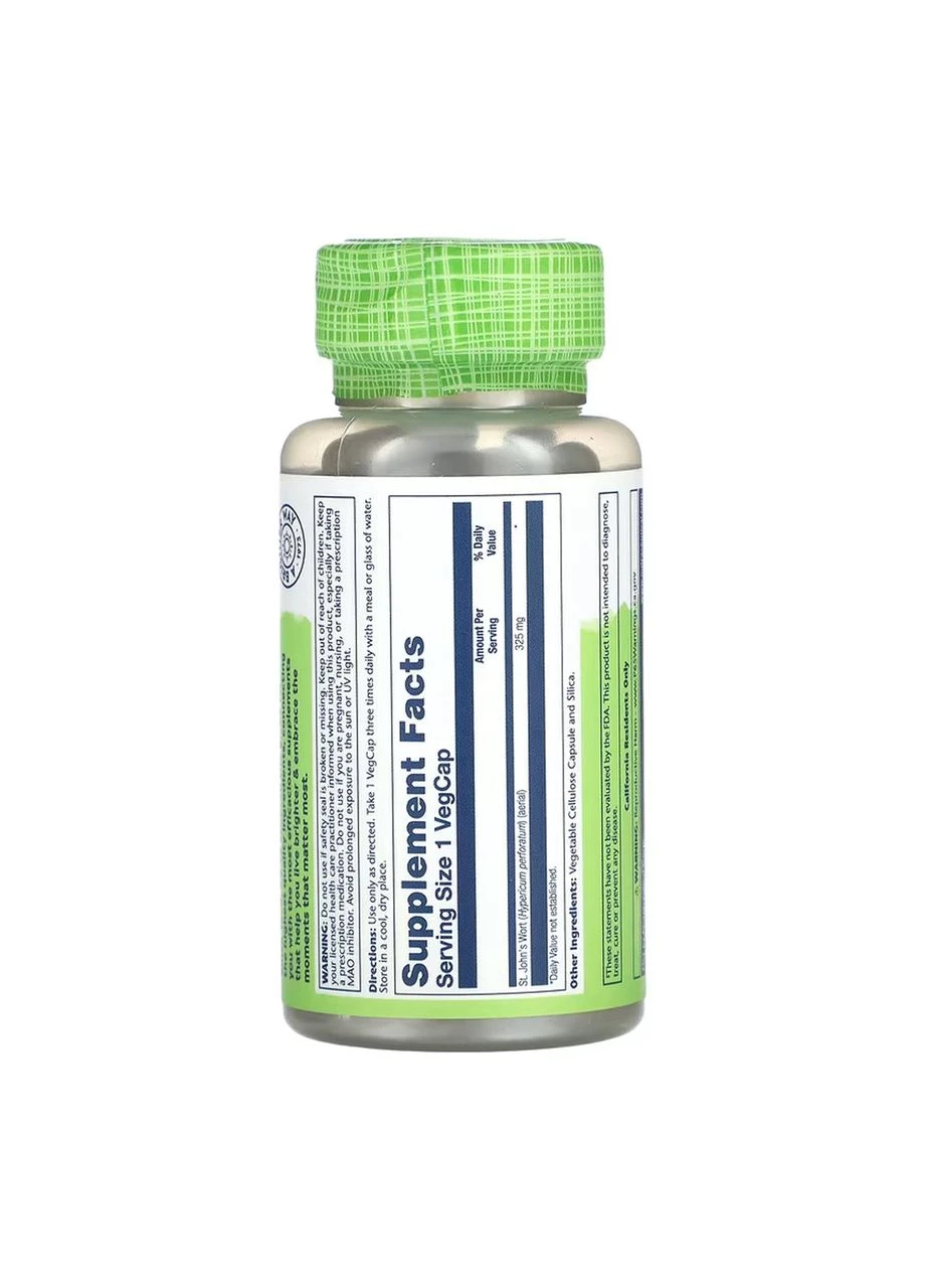 St. John's Wort Aerial 325mg - 100 vcaps Solaray (392264749)