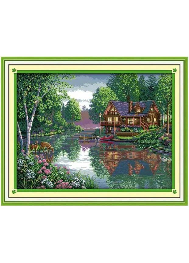 Набір для вишивання за нанесеною на канву схемою "Leisure hut". AIDA 14CT printed 61*48 см Joy Sunday (313614132)