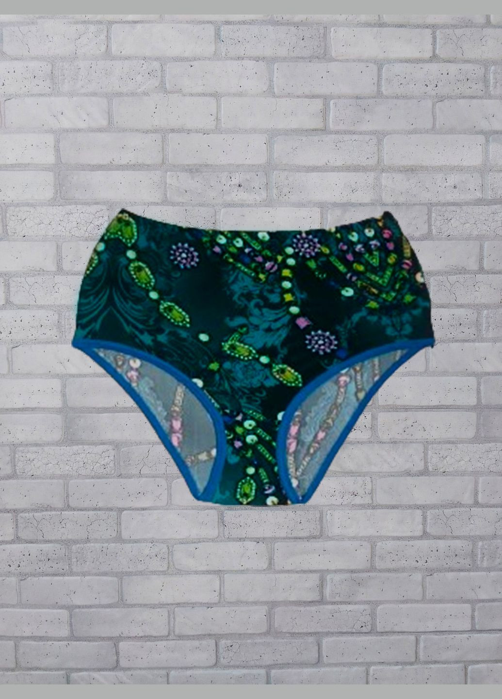 Труси для жінок з високою посадкою яскраві бірюза абстракції, масло No Brand (322250327)