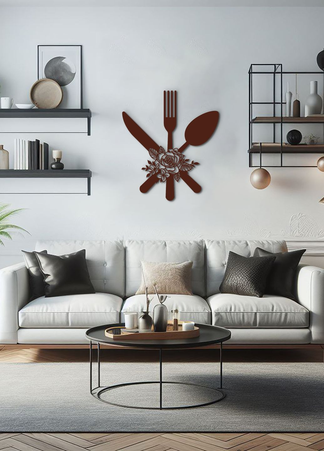 Сучасна картина на кухню, декор в кімнату "Столові прибори", оригінальний подарунок 20х23 см Woodyard (291882483)