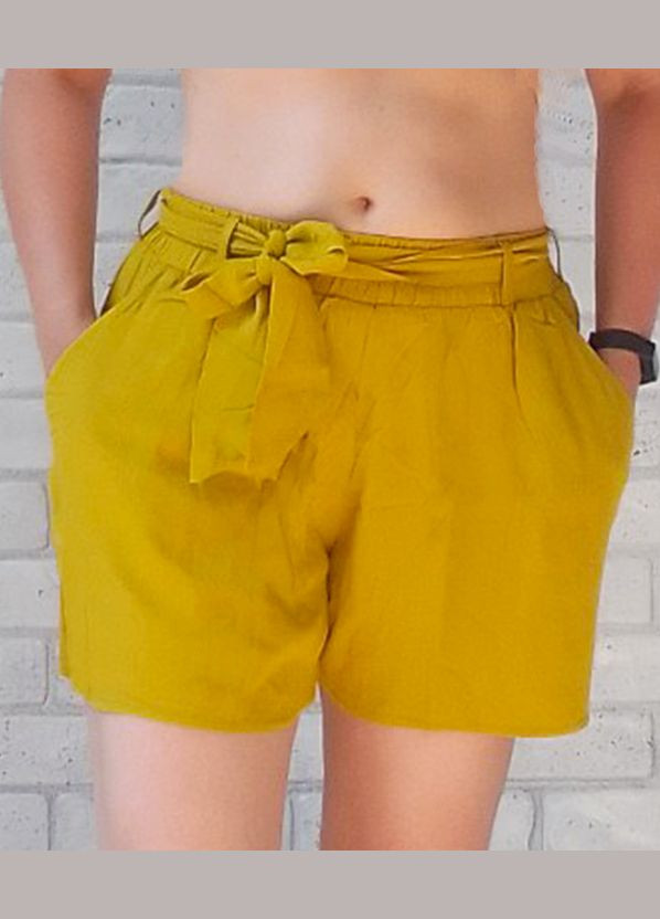 Легкі літні жіночі шорти на гумці з поясом і кишенями No Brand (330253345)