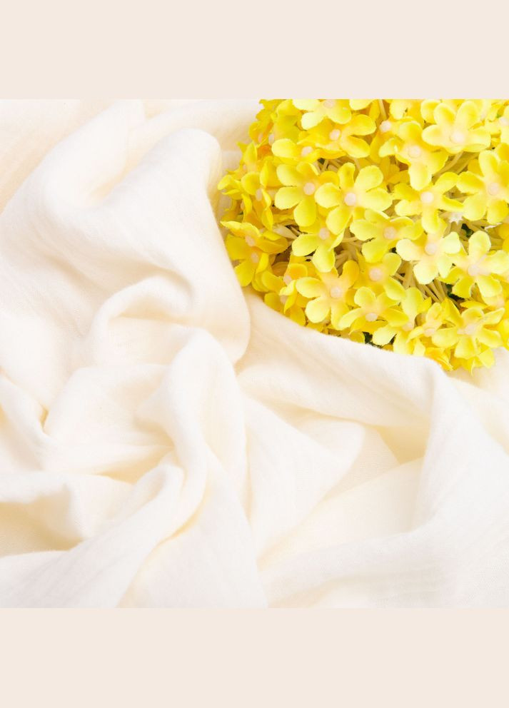 Тканина Муслін бавовна 2-шарова, 150 см, 105 г/м2, для одягу, суконь, костюмів, спідниць крем IDEIA (322578722)