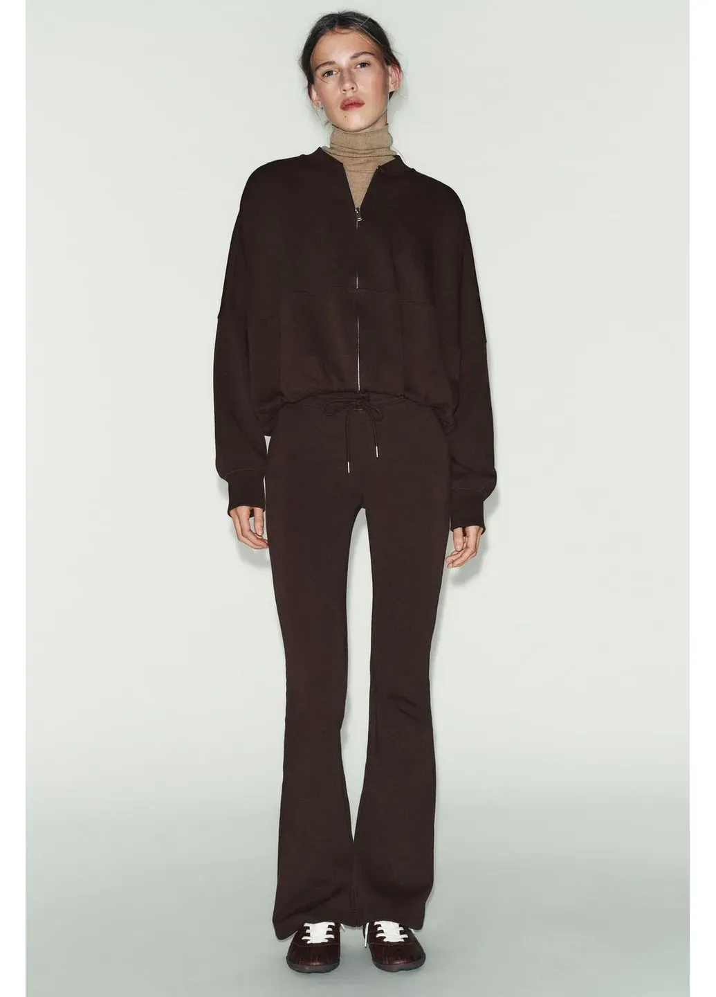 Коричнева інтерлочна куртка бомбер 3641/850/700 Zara