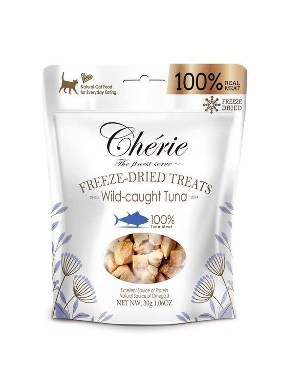 Натуральное лакомство кубики из тунца дикого вылова для кошек Freeze Dired Treats for Cat Tuna Wild caught - 30 г Cherie (362185449)
