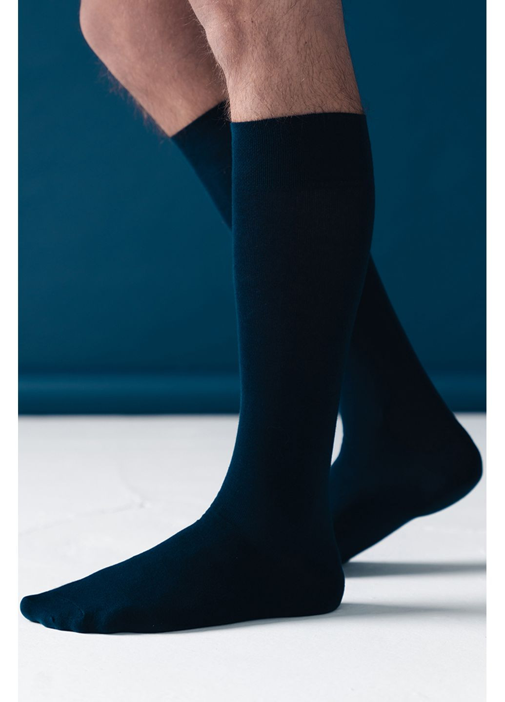 Тёмно-синие гольфы-носки высокие мужские хлопковые 027 cotton Steven (349500871)