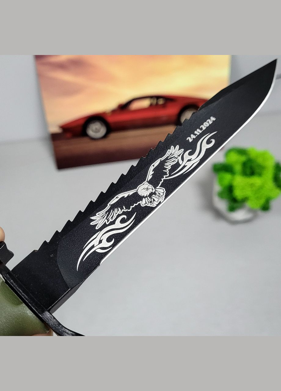 Военный австрийский нож Glock FM81 с гравировкой с фиксированным клинком с ножнами (хаки) арт.63901 Grand Way (370169229)