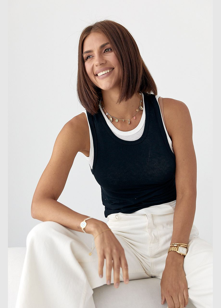 Трикотажна двошарова майка Lurex — 340423336