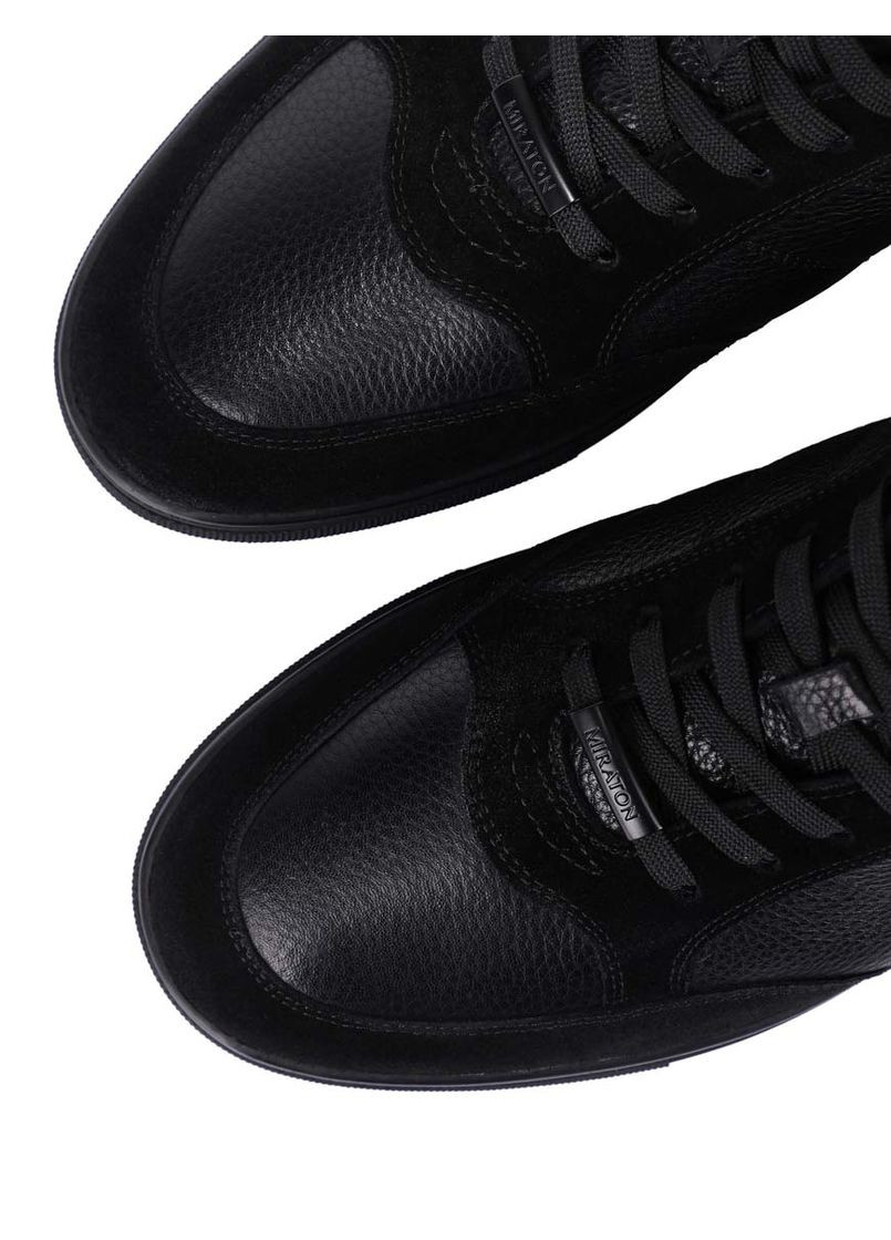 Черные мужские кеды 8702a-610-x12/g11/s42m черная кожа MIRATON
