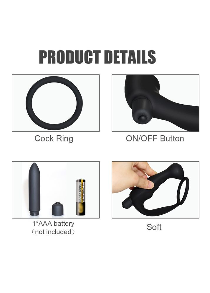 Кольцо на пенис с анальным стимулятором -4 массажер простаты с вибрацией 10 скоростей Roger (303905787)