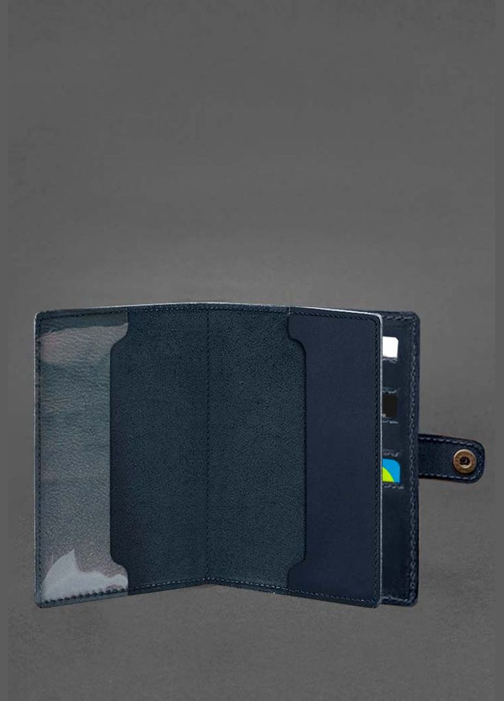 Шкіряна обкладинка-портмоне для військового квитка 15.0 темно-синя Crazy Horse (A-027878) BlankNote (329186862)