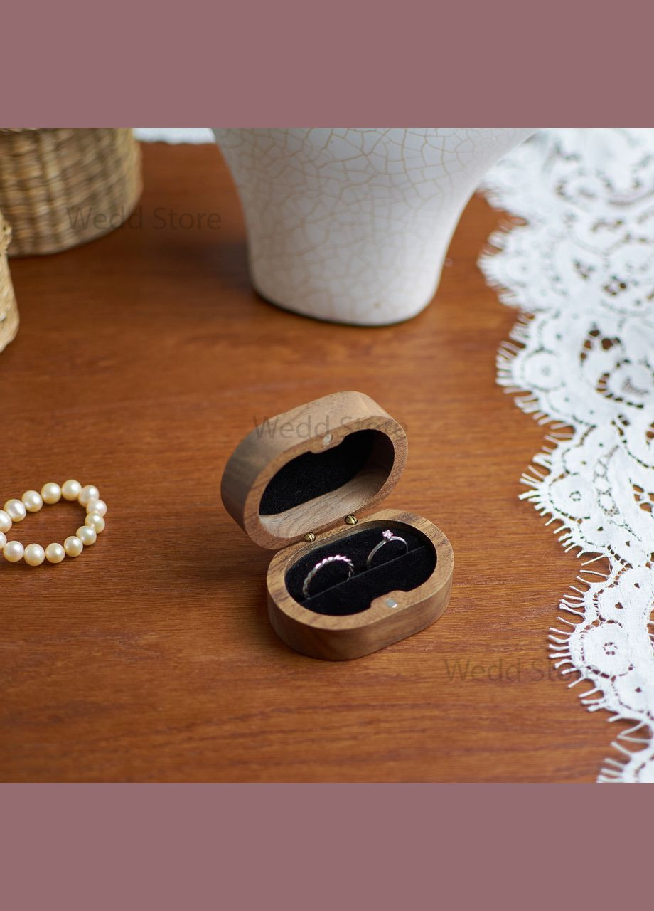 Дерев'яна коробочка-шкатулка для весільних обручок CHELSEA 70х50х35 мм для одного двох кілець No Brand (338436926)