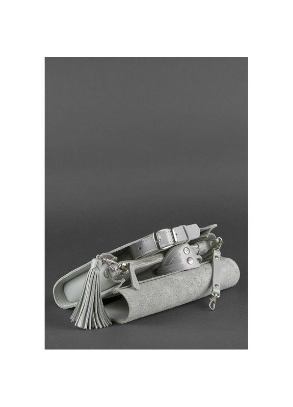 Поясная сумка женская кожаная через плечо с ремешком Элис серая BlankNote (302008829)