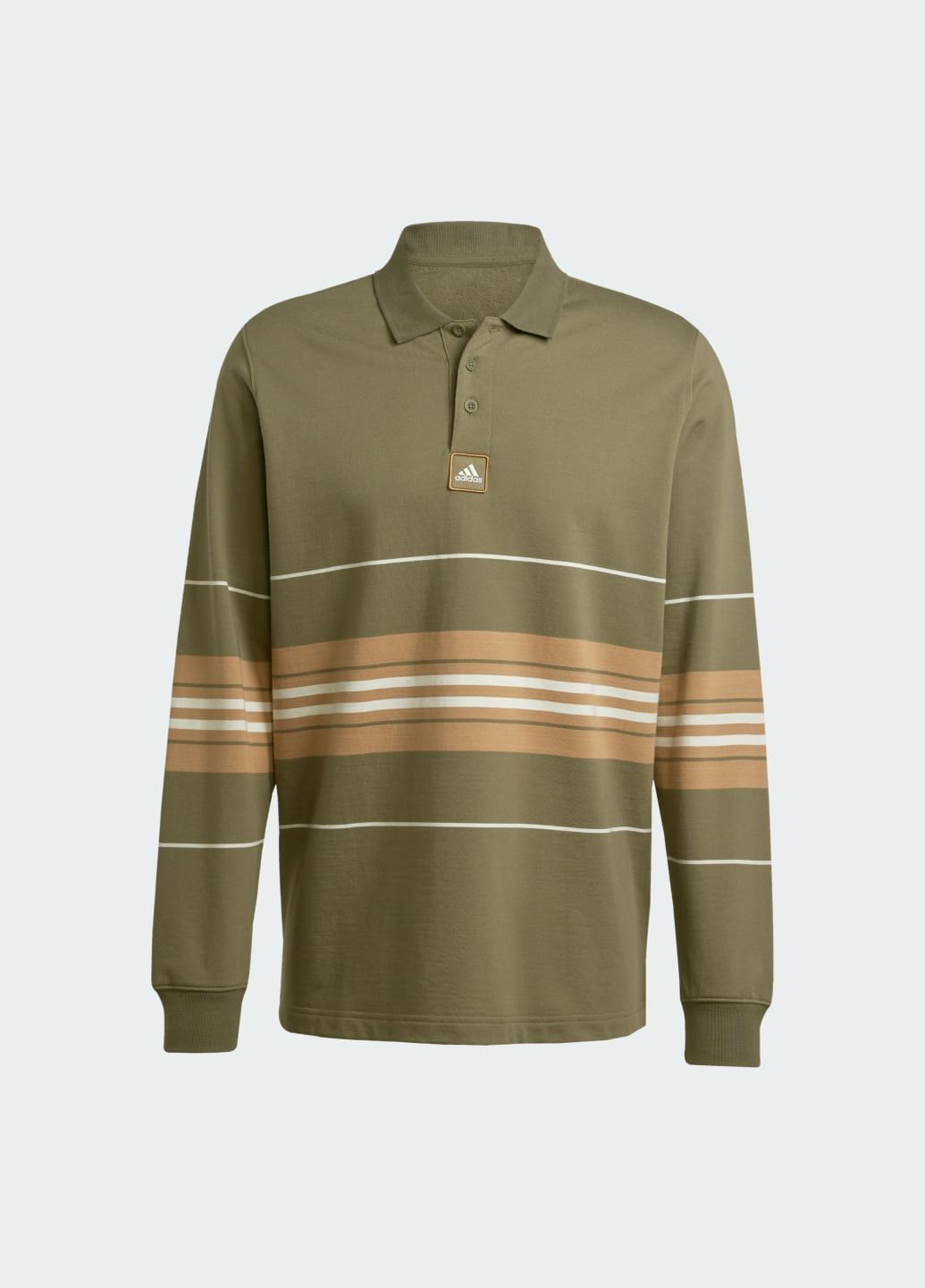 Зелена лонгслів striped polo adidas