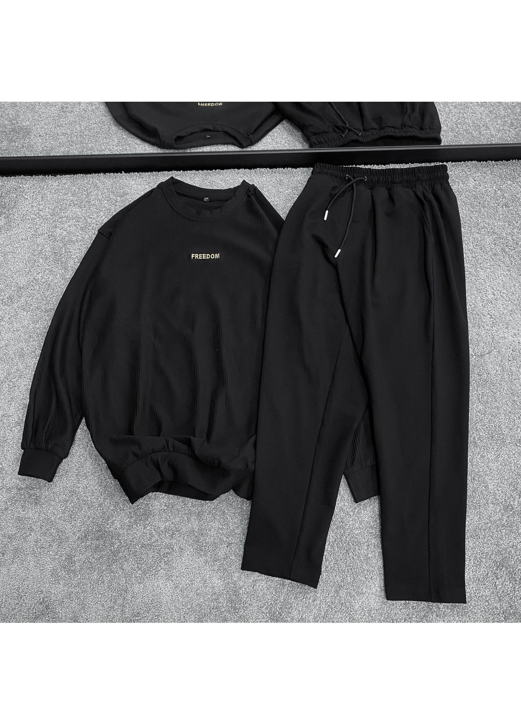 Стильний чоловічий спортивний костюм Freedom демісезоний чорний No Brand (369625198)