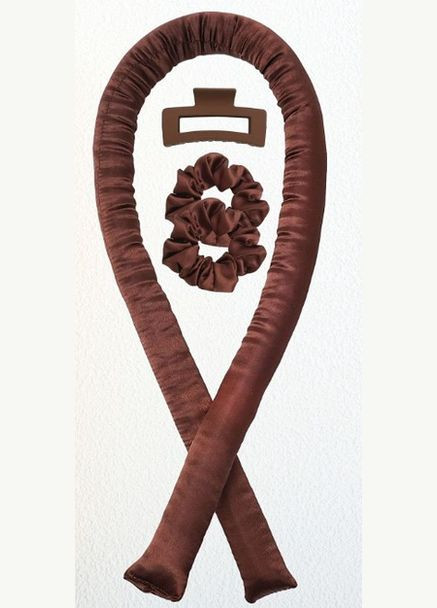 Набор для создания локонов 3 предмета: бигуди мягкие 90х3см, резинки 2 шт, крабик в коробке коричневый No Brand (342328868)