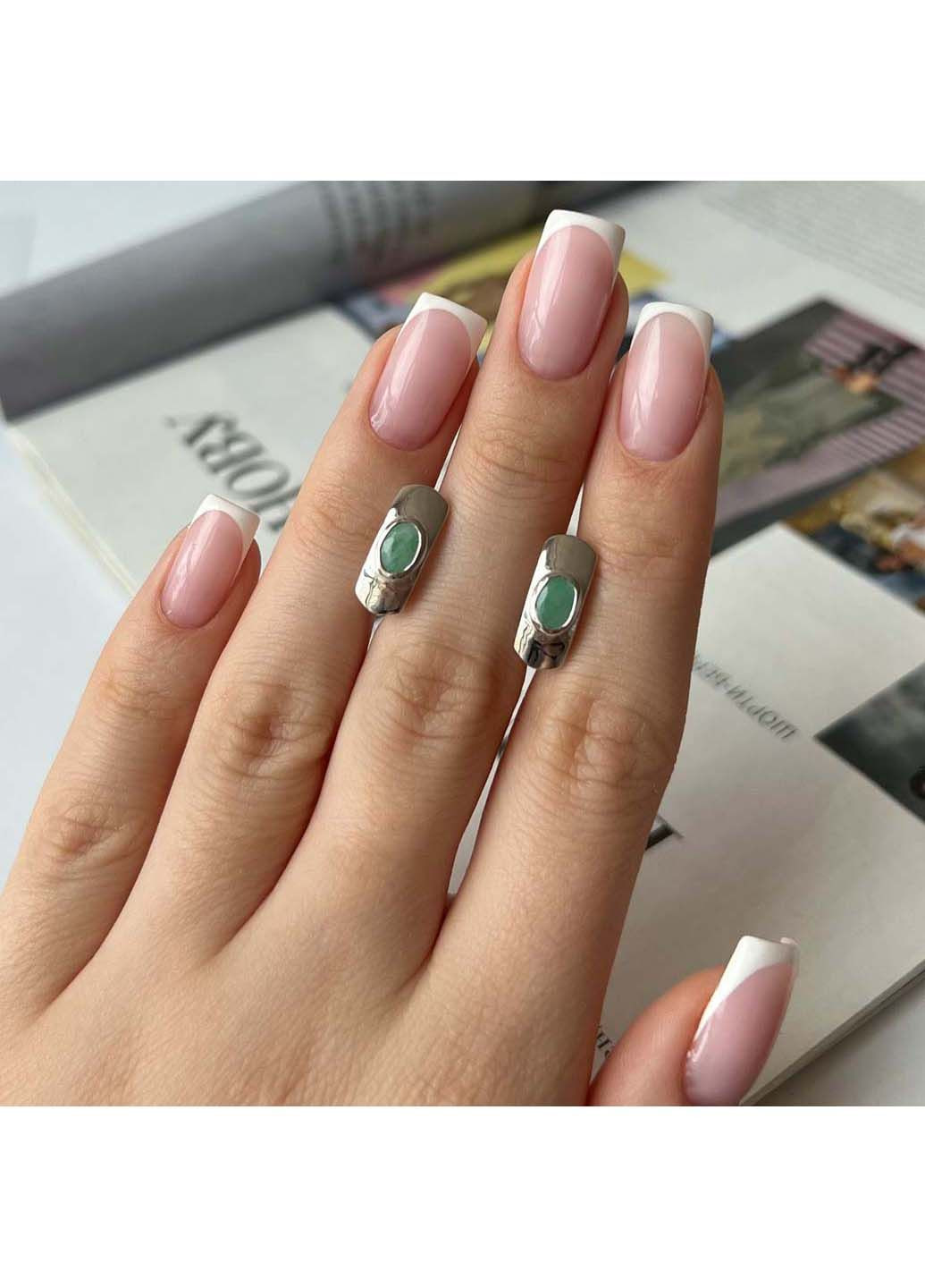 Срібні сережки з натуральним смарагдом 0.8ct (2140726) Silver Breeze (317355810)