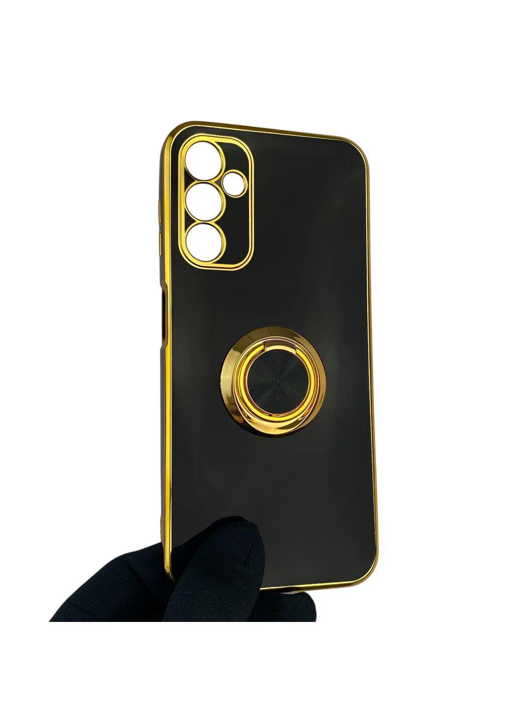 Чехол для Galaxy A14 5G SM-A146 с кольцом-подставкой с золотой окантовкой на самсунг а14 черный gs1 Samsung (366227858)