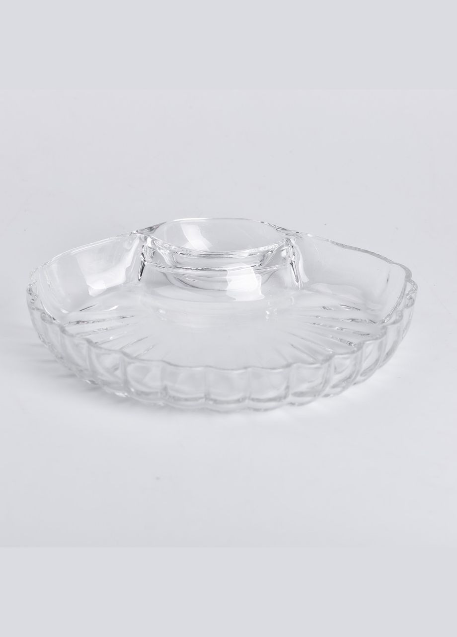 Блюдо сервірувальне для закусок із соусником 21х19х3 см скляне HP-YH-58 Yiwu (322654065)