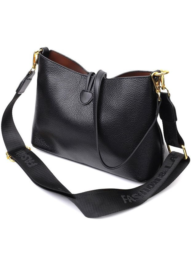 Сумка кросс-боди через плечо женская из натуральной кожи средняя Черный 36542 Vintage (353690045)