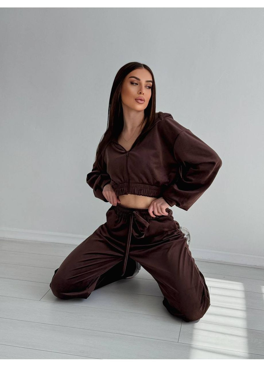 Женский велюровый спортивный костюм No Brand Г1469-1218/3 (356568437)