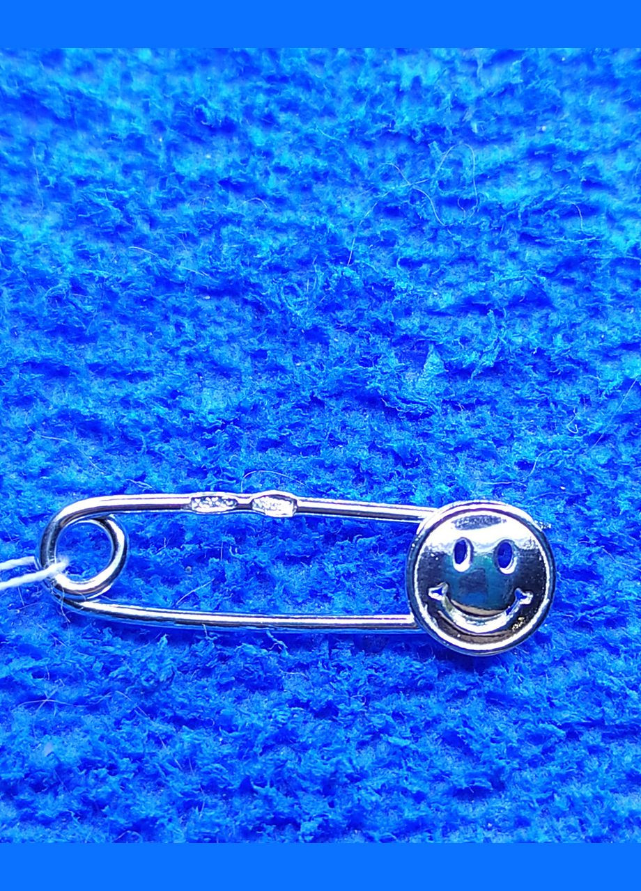 Срібна шпилька смайлик Shiny б046 No Brand (331145355)