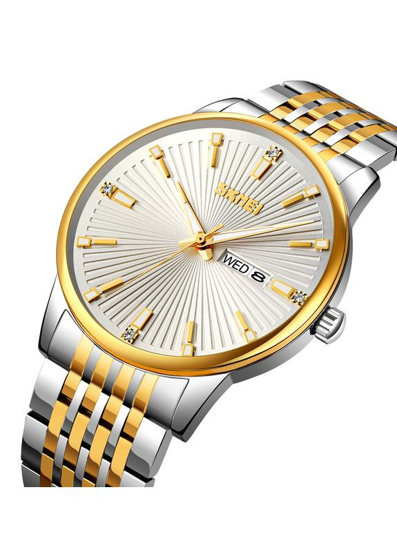 9323TGDSI Silver/Gold-Silver кварцевый сasual, классический Skmei (323757878)
