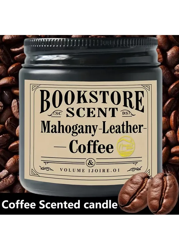 Ароматическая свеча «Bookstore Scent» Mahogany Leather Coffee черная 100 г No Brand (404813872)