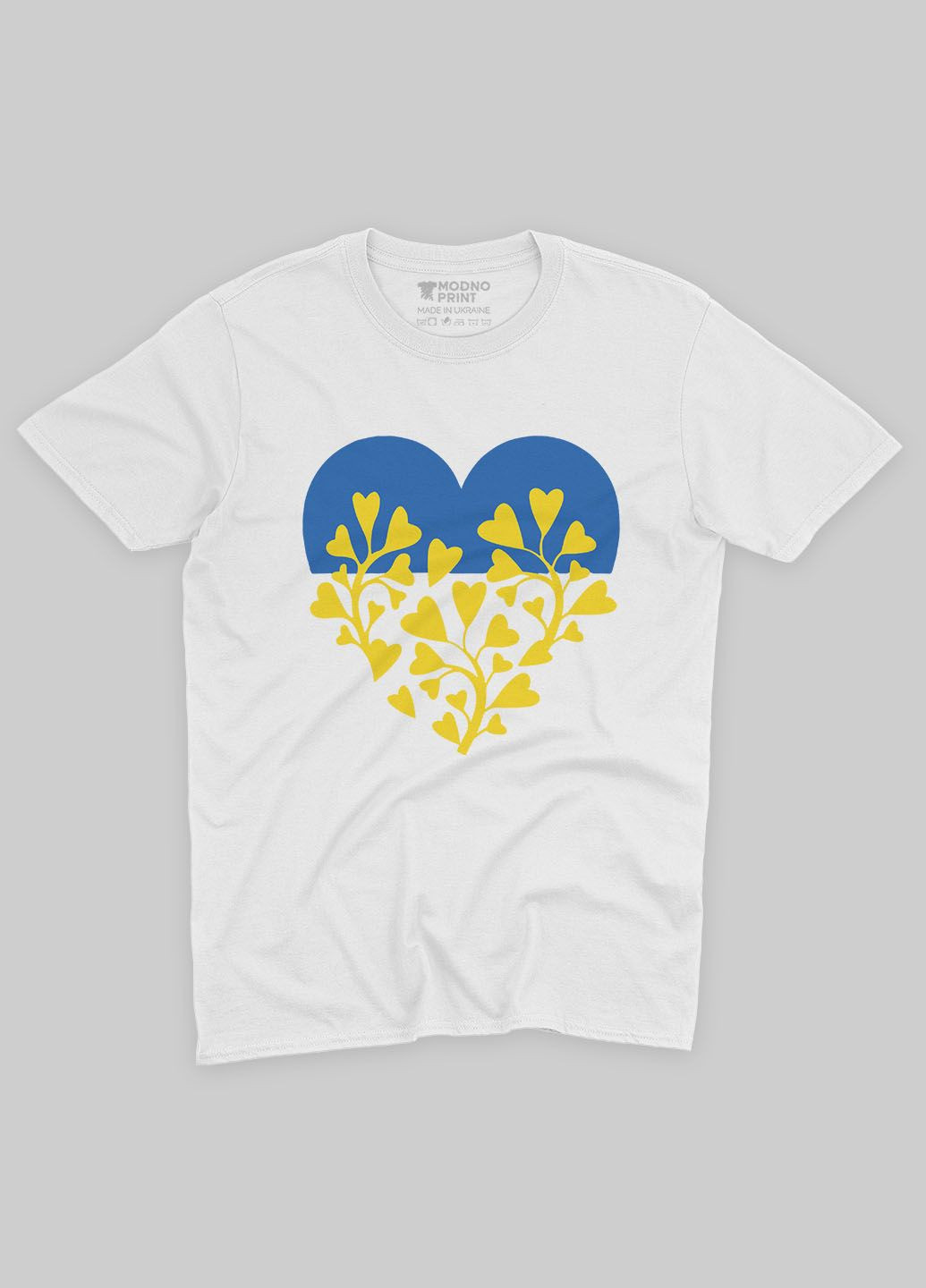 Біла демісезонна футболка для хлопчика з патріотичним принтом серце (ts001-4-whi-005-1-094-b) Modno
