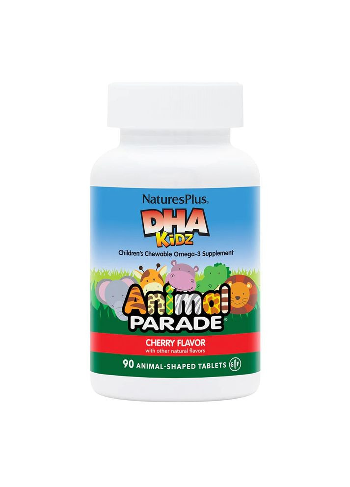 Жирні кислоти Animal Parade DHA for Kids, 90 жувальних таблеток Вишня Natures Plus (334704924)