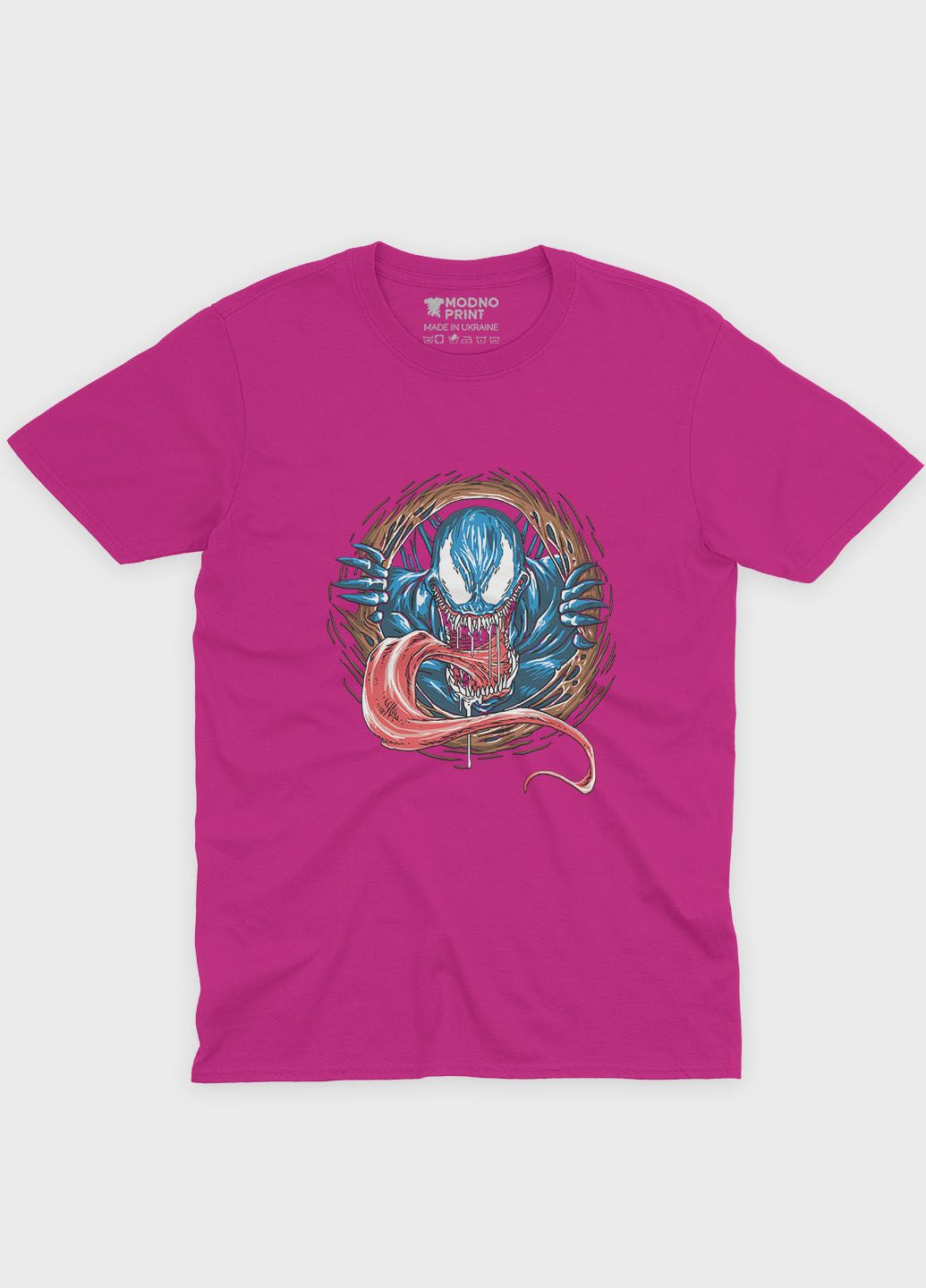 Рожева демісезонна футболка для дівчинки з принтом суперзлодія - веном (ts001-1-fuxj-006-013-007-g) Modno