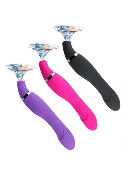 Вибратор вакуумный двойной для клитора и точки G VacuPower двусторонний с вибрацией Черный No Brand (303889141)