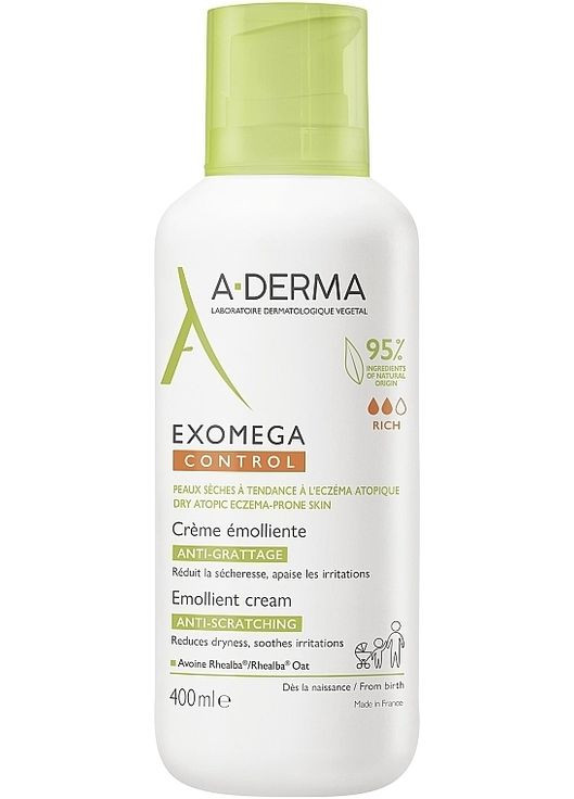 Смягчающий крем для тела с дозатором Exomega Control Emollient Cream Anti-Scratching 400ml (677859-31015934) A-Derma (368657455)