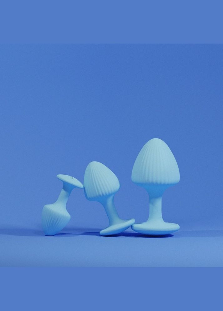 Набір анальних пробок з рельєфом UPKO The Mushroom силіконові, блакитні, 3 шт. No Brand (303908176)