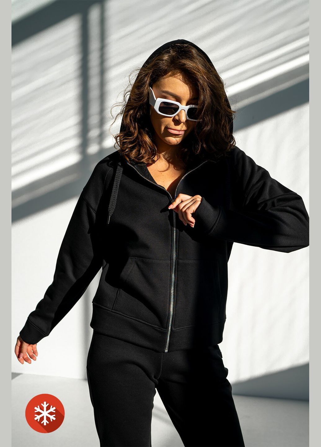 Женский теплый костюм на молнии ZIP FUR Черный Teamv (316354810)