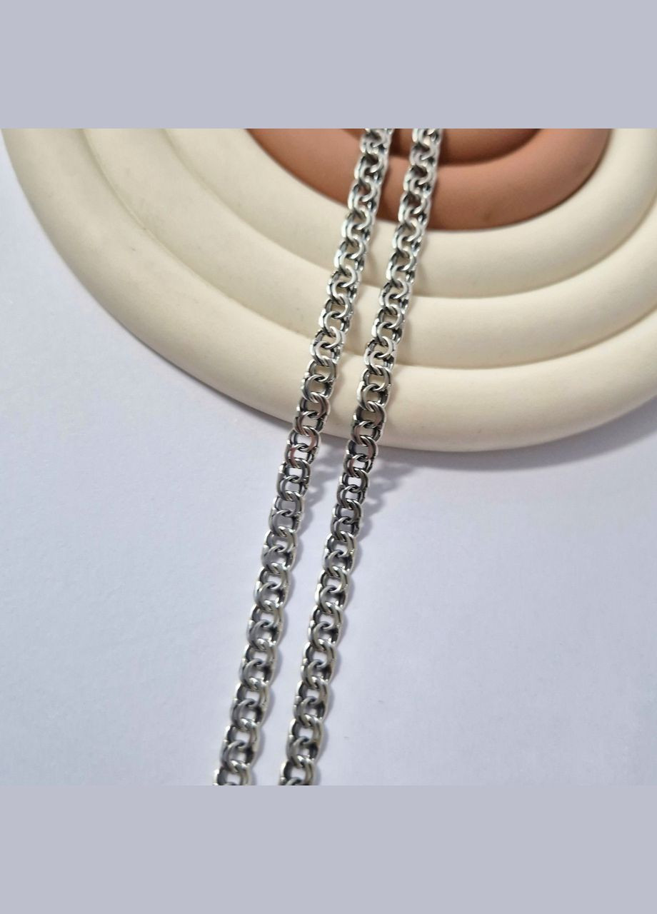 Срібний чорнений ланцюжок ланцюг Бісмарк Плоский см 12.21г срібло 925 проби Чорнений л11 No Brand (315438394)