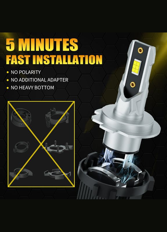 Две светодиодные лампы H7 LED AILEO CSP Chips 12 W 6500K No Brand (322860230)