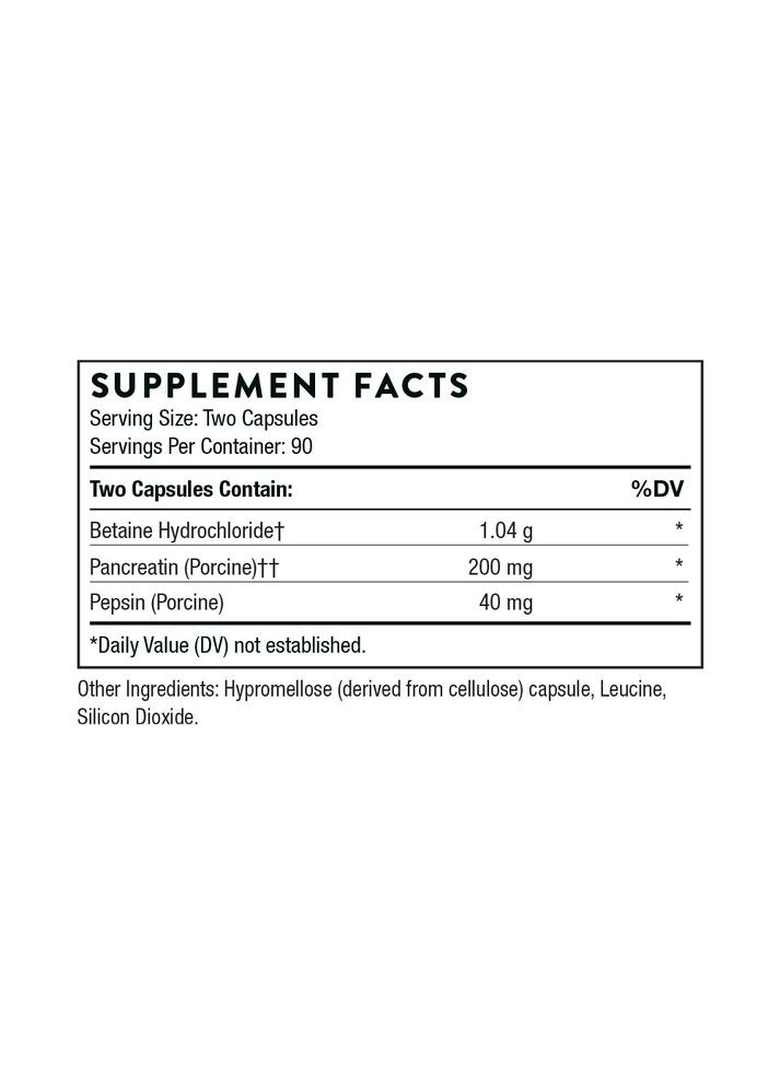 Мультиферменты, B.P.P. (бетаин/пепсин/панкреатин), Multi Enzyme,, 180 капсул Thorne Research (326054085)