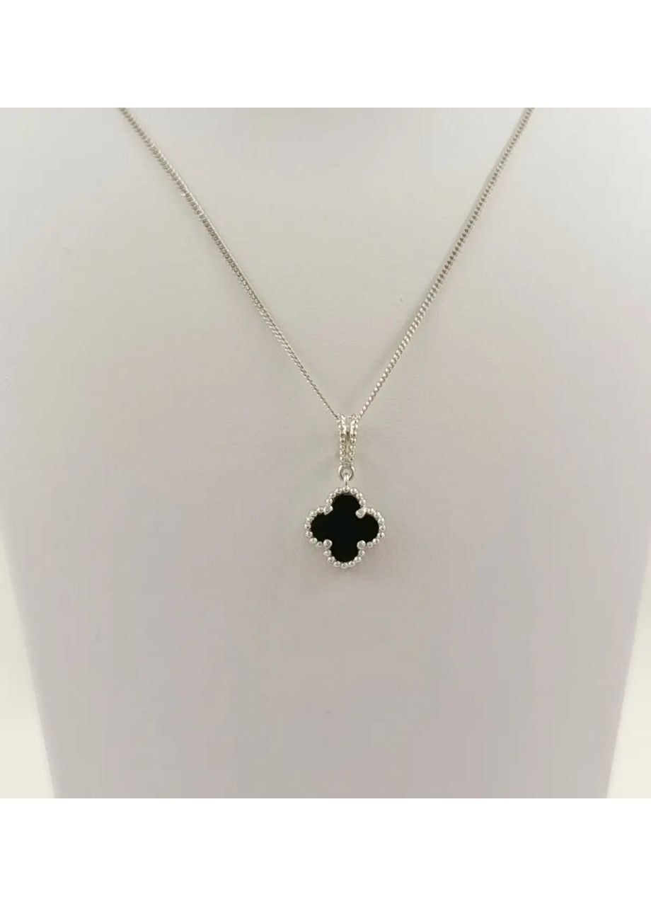 Срібна підвіска "Клевер" з оніксом (Арт.32811494034) No Brand Підвіска (368294822)