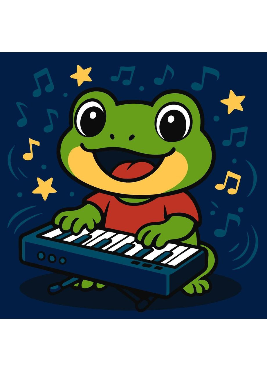 Картина по номерам для детей "Лягушка с пианино" 25х25см (KHO1303) Ідейка (360739989)