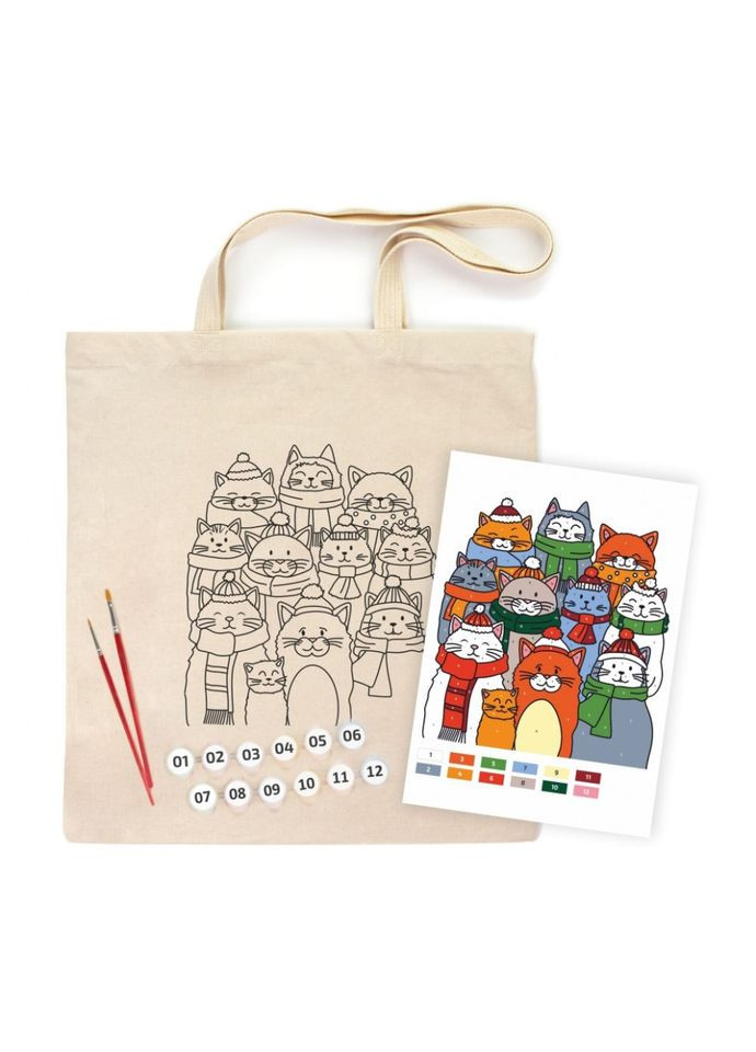 Набор для раскрашивания эко-сумки "Коты в шапках" N0003646 No Brand (370080049)