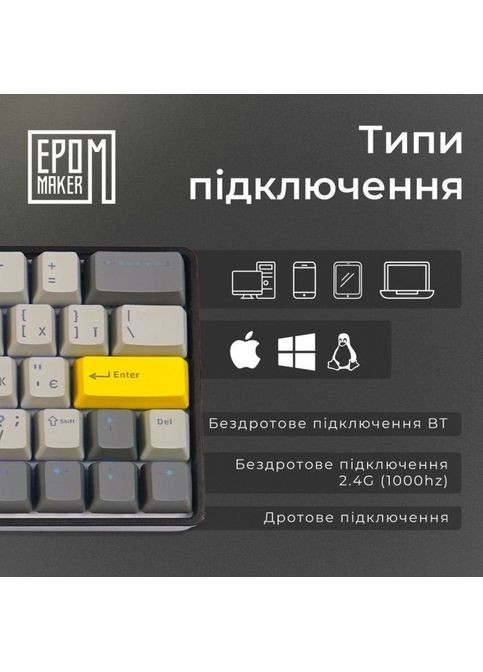 Клавиатура EP64 60 Mulan Switch Hot-Swap RGB Wireless/Bluetooth/USB UA Black (EP64-B-M) EPOMAKER EP64 60 Mulan Switch Hot-Swap RGB Wireless/Bluetoo (356149926)