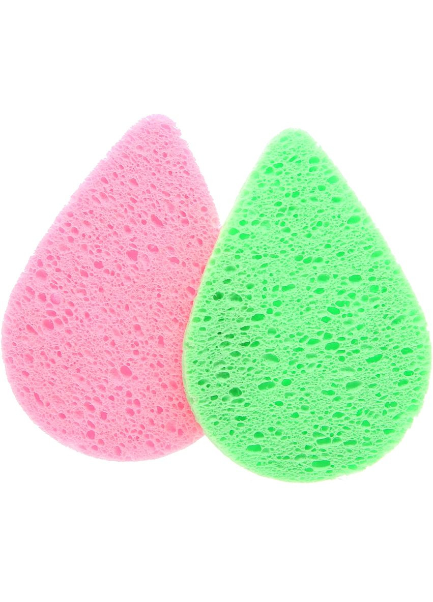 Спонж для вмивання, целюлоза, "Крапля" салатовий + рожевий 2шт (1092140-27070908) Cosmo shop (368633449)