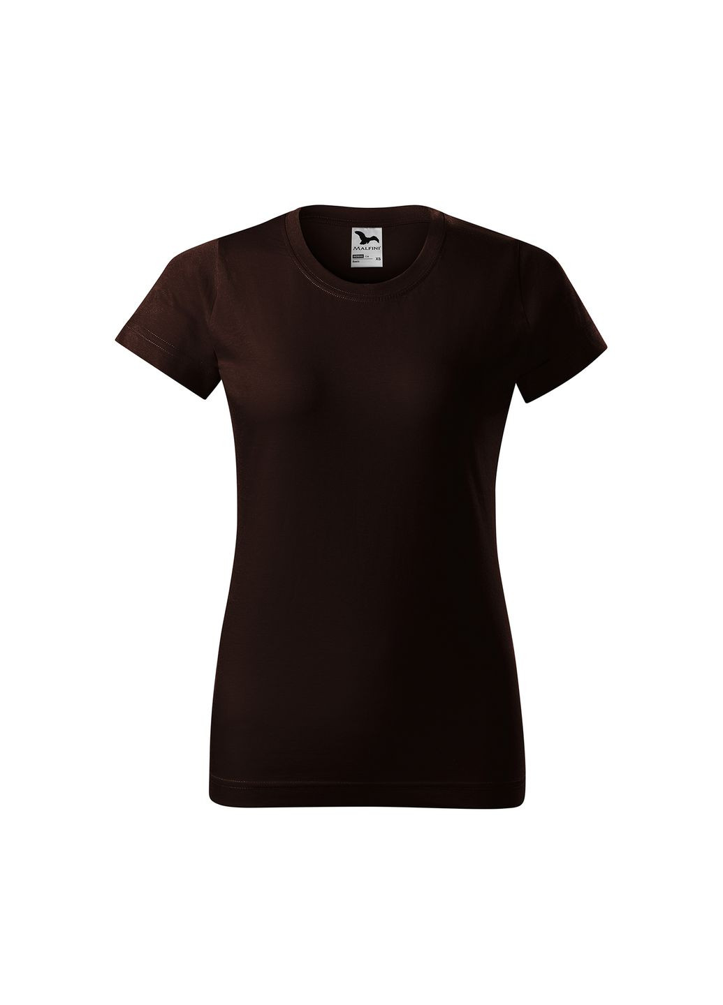 Темно-коричневая всесезон футболка женская хлопковая однотонная темно-коричнева 134-27 с коротким рукавом Malfini Basic